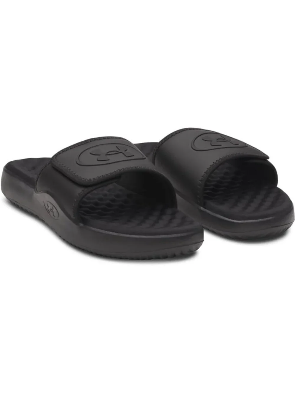 Mens All Black Ignite Pro Slide Comfort Soft Rubber Slip On Flat Sandal Shoes